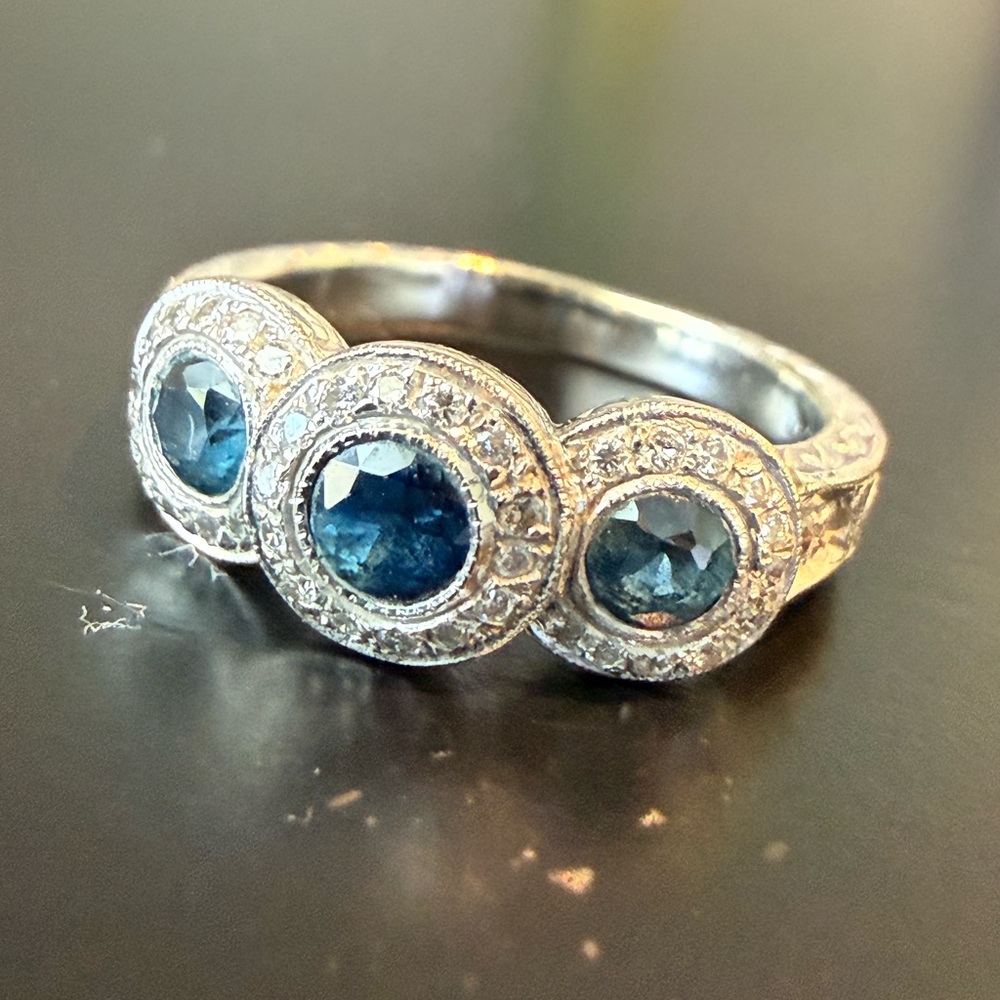 18k White Gold Mark Henry Sapphire Diamond Ring